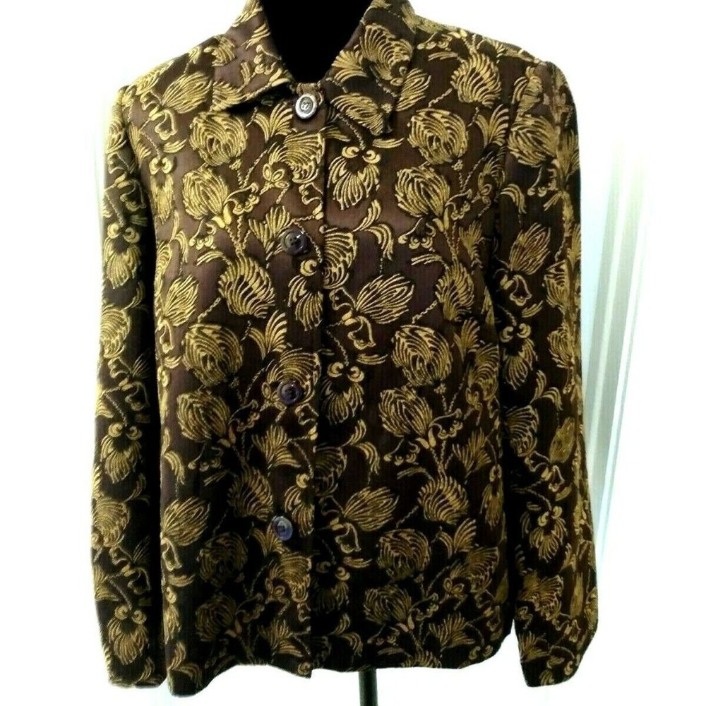 Sag Harbor Jacket Size 14 Brown Floral Paisley? Em